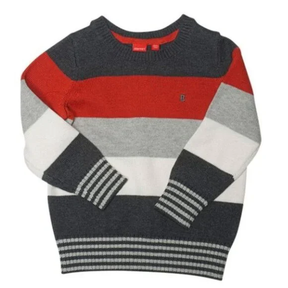 Esprit Kids Toddler Rusty Red Block Striped Crew Neck Pullover Knit Sweater 4T - Picture 2 of 12